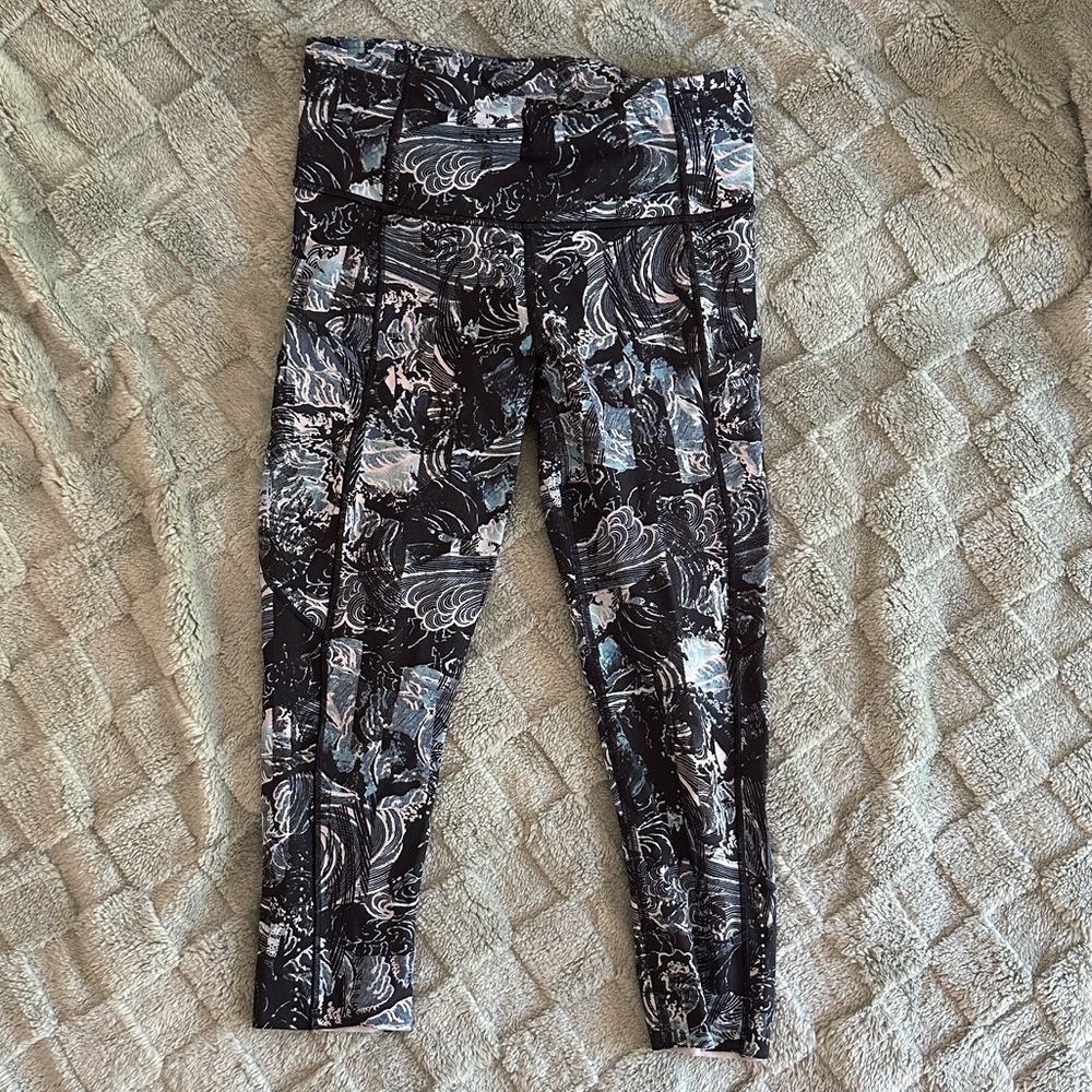 Lululemon Fast & Free Crop II Leggings‎ “Eternal Wave Starlight Black” Nulux